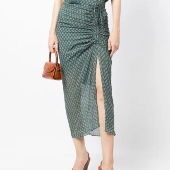 NWT Veronica Beard Mariposa Midi Dress Patterned Sea Glass Green Multi Size 0 - Picture 5 of 16
